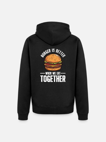 Funny fast food burger hamburger cheeseburger - Unisex Premium Organic Zip Hoodie - black