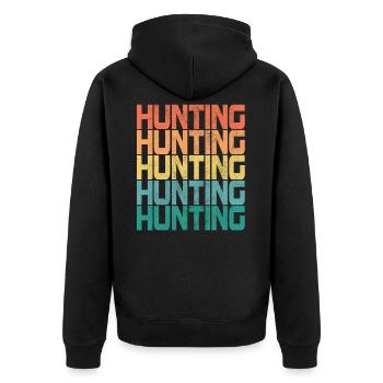 Hunting Jagen Jäger Jagd Hirsch Retro Geschenk - Unisex Premium Bio Zip Hoodie - Schwarz - Hinten - Nico (187cm)