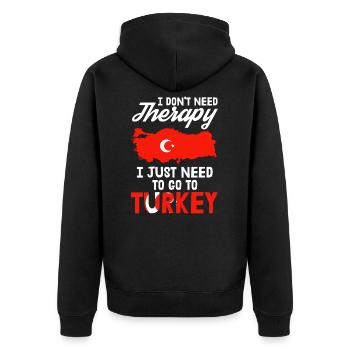 Turkey Therapy Turk Istanbul Turkish Gift - Unisex Premium Organic Zip Hoodie - black - Back - Nico (187cm)
