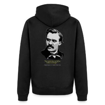 Friedrich Nietzsche Quote - Unisex Premium Organic Zip Hoodie - black - Back - Nico (187cm)