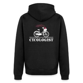 Cycologist Shirt Lustiges MTB-Fahrradgeschenk - Unisex Premium Bio Zip Hoodie - Schwarz - Hinten - Nico (187cm)