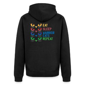 Gaming Cats Eat Sleep Warrior Repeat Gift - Unisex Premium Organic Zip Hoodie - black - Back - Nico (187cm)