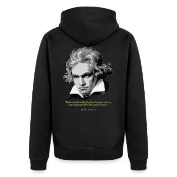 Beethoven Quote - Unisex Premium Organic Zip Hoodie - black - Back - Nico (187cm)