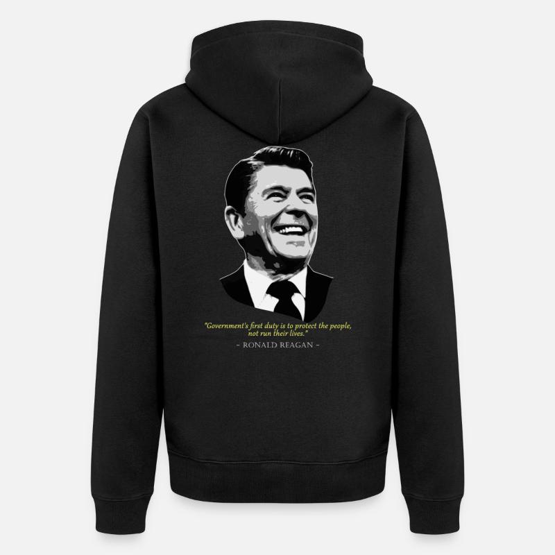 Citation de Ronald Reagan - Veste à capuche bio Premium Unisexe - noir
