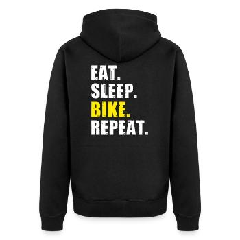 Eat Sleep Bike Wiederholen - Unisex Premium Bio Zip Hoodie - Schwarz - Hinten - Nico (187cm)