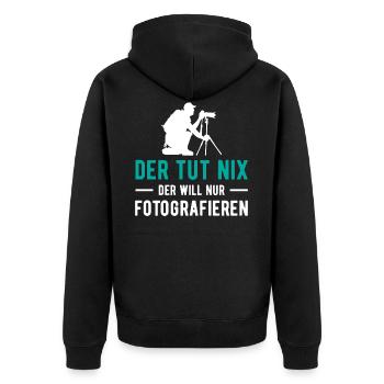 Der Tut Nix der Will nur Fotografieren Kamera Foto - Unisex Premium Bio Zip Hoodie - Schwarz - Hinten - Nico (187cm)