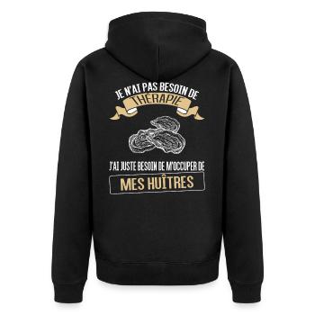 huitres et thérapie - Veste à capuche bio Premium Unisexe - noir - Dos - Nico (187cm)