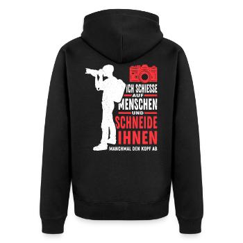 Fotograf Ich Schiesse auf Menschen Spruch Fotograf - Unisex Premium Bio Zip Hoodie - Schwarz - Hinten - Nico (187cm)