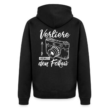 Photographer Never lose focus Photography Fot - Unisex Premium Organic Zip Hoodie - black - Back - Nico (187cm)