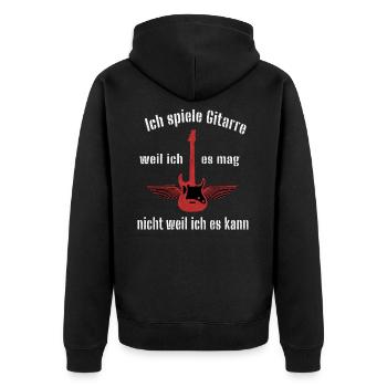 Gitarre Musiker Gitarristen Geschenkidee - Unisex Premium Bio Zip Hoodie - Schwarz - Hinten - Nico (187cm)