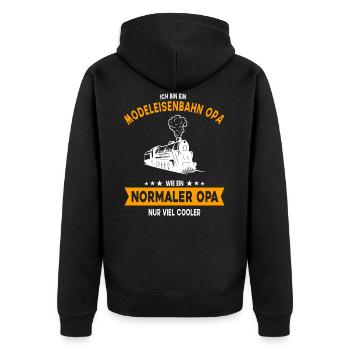 Opa Großvater Modeleisenbahn Modelbauer Geschenk - Unisex Premium Bio Zip Hoodie - Schwarz - Hinten - Nico (187cm)