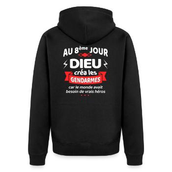 AU 8ème JOUR DIEU CRÉA LES GENDARMES - Veste à capuche bio Premium Unisexe - noir - Dos - Nico (187cm)
