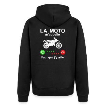 LA MOTO M'APPELLE FAUT QUE J'Y AILLE - Veste à capuche bio Premium Unisexe - noir - Dos - Nico (187cm)