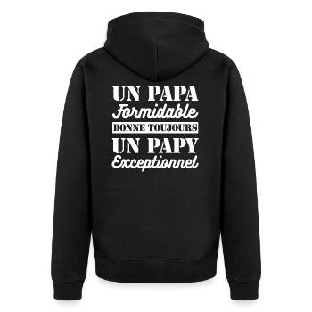 PAPA FORMIDABLE- PAPY EXCEPTIONNEL - Veste à capuche bio Premium Unisexe - noir - Dos - Nico (187cm)