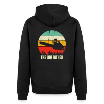 Lustiges Baumpfleger Holzfäller Motorsäge Geschenk - Unisex Premium Bio Zip Hoodie - Schwarz - Hinten - Nico (187cm)