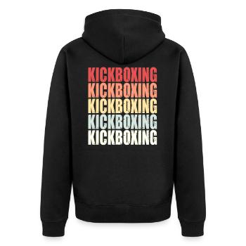 Kickboxing Boxen Kämpfer Kickboxen Retro Geschenk - Unisex Premium Bio Zip Hoodie - Schwarz - Hinten - Nico (187cm)