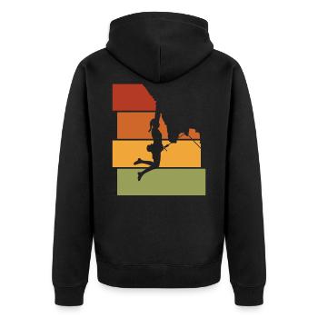 Mountain Mountaineering Climbing Gift Bouldering Retro - Unisex Premium Organic Zip Hoodie - black - Back - Nico (187cm)