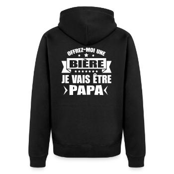 FUTUR PAPA OFFREZ MOI UNE BIÈRE - Veste à capuche bio Premium Unisexe - noir - Dos - Nico (187cm)