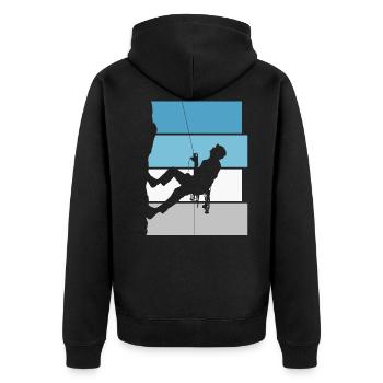 Bouldering Mountaineering Mountain Climbing Retro Gift - Unisex Premium Organic Zip Hoodie - black - Back - Nico (187cm)
