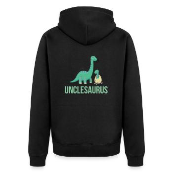 Uncle Saurus - Unisex Premium Bio Zip Hoodie - Schwarz - Hinten - Nico (187cm)