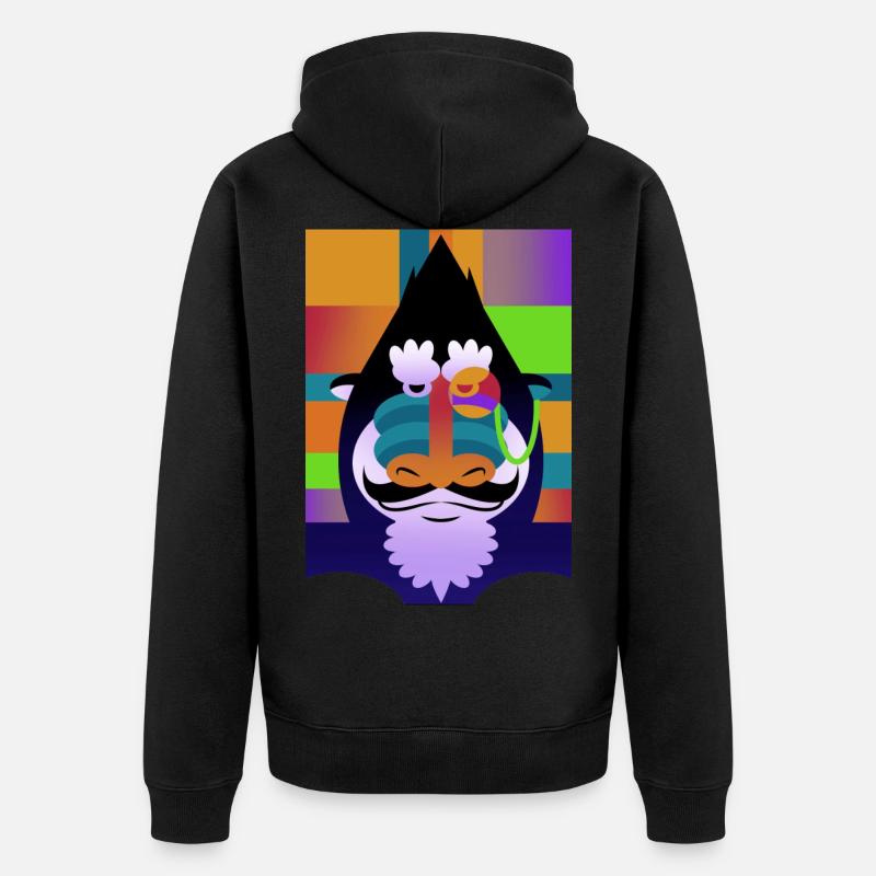 Monocle Baboon - Unisex Premium Bio Zip Hoodie - Schwarz