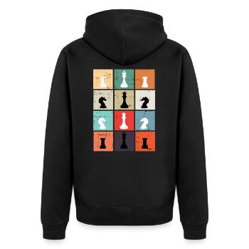 Échecs échiquier roi reine chevalier cadeau - Veste à capuche bio Premium Unisexe - noir - Dos - Nico (187cm)