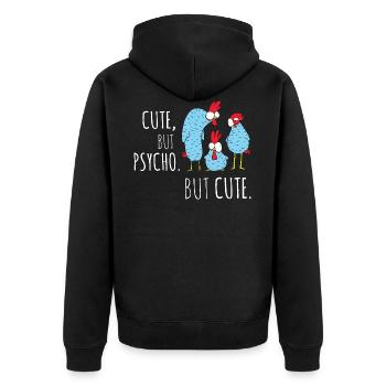 Chicken Chicken Funny Saying - Unisex Premium Organic Zip Hoodie - black - Back - Nico (187cm)