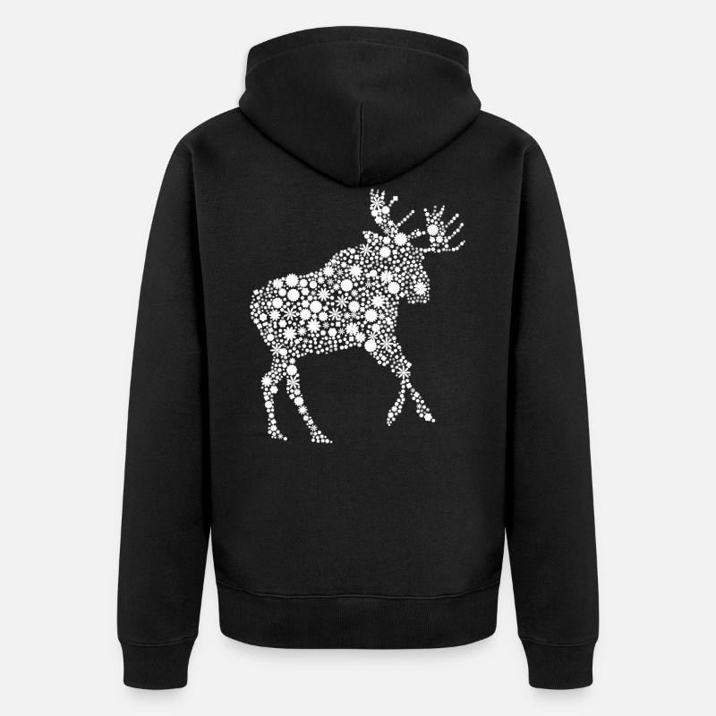 Blumen Elch - Unisex Premium Bio Zip Hoodie - Schwarz