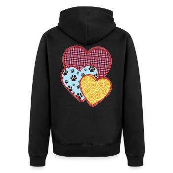 Coeurs, cadeau de la Saint-Valentin, pattes, amoureux des chiens et chats - Veste à capuche bio Premium Unisexe - noir - Dos - Nico (187cm)