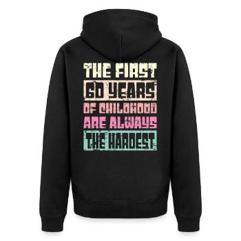 60. Geburtstag lustiges Sprichwort Geschenk Alter 60 Männer & Frauen - Unisex Premium Bio Zip Hoodie - Schwarz - Hinten - Nico (187cm)