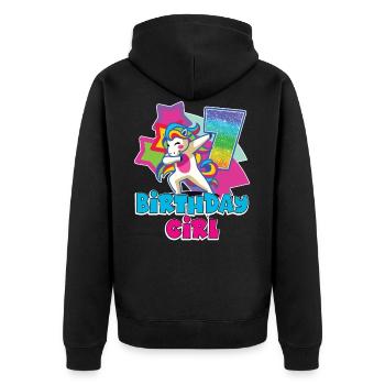 7ème cadeau d'anniversaire pour filles, licorne, 7 ans - Veste à capuche bio Premium Unisexe - noir - Dos - Nico (187cm)