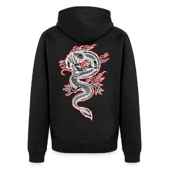 Japanischer Chinesischer Drache I Dragon - Unisex Premium Bio Zip Hoodie - Schwarz - Hinten - Nico (187cm)