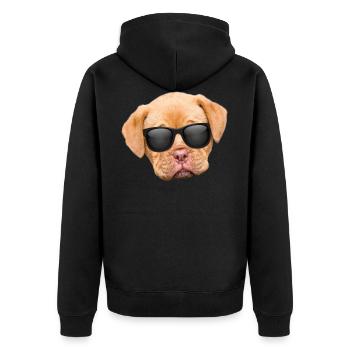 Chien avec des lunettes de soleil - chiot - Veste à capuche bio Premium Unisexe - noir - Dos - Nico (187cm)