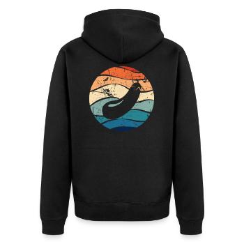 Aubergine Gemüse Vegetarier Veganer Retro Geschenk - Unisex Premium Bio Zip Hoodie - Schwarz - Hinten - Nico (187cm)
