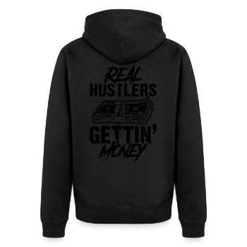Hustle faire de l'argent - Veste à capuche bio Premium Unisexe - noir - Dos - Nico (187cm)