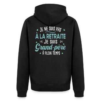 Retraite grand-père. Cadeau papy retraité. Sénior - Veste à capuche bio Premium Unisexe - noir - Dos - Nico (187cm)
