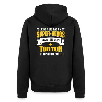 TONTON SUPER-HÉROS - Veste à capuche bio Premium Unisexe - noir - Dos - Nico (187cm)