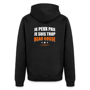 JE PEUX PAS JE SUIS TROP BEAU GOSSE - Veste à capuche bio Premium Unisexe - noir - Dos - Nico (187cm)