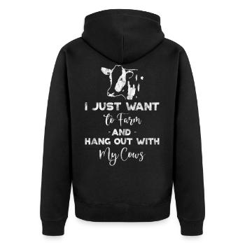 I Just Want To Farm And Hang Out With My Cows 2 - Unisex Premium Organic Zip Hoodie - black - Back - Nico (187cm)