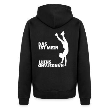 Gymnastik Sportlehrer Turner Bodenturnen Handstand - Unisex Premium Bio Zip Hoodie - Schwarz - Hinten - Nico (187cm)