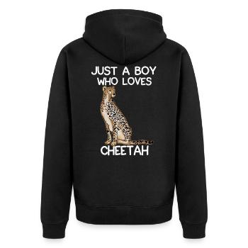 Just A Boy Who Loves Cheetahs - Unisex Premium Organic Zip Hoodie - black - Back - Nico (187cm)