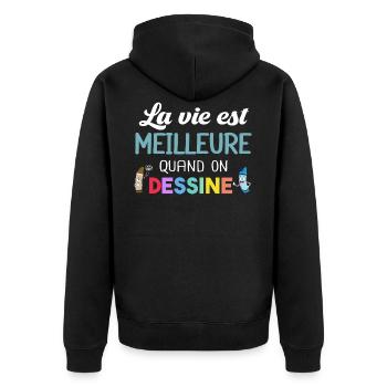Dessinateur Illustrateur Cadeau Dessin Dessiner - Veste à capuche bio Premium Unisexe - noir - Dos - Nico (187cm)