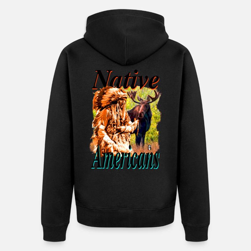 Native Americans 4 - Veste à capuche bio Premium Unisexe - noir