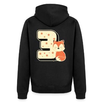 3ème anniversaire année Trois renard jeune enfant cadeau - Veste à capuche bio Premium Unisexe - noir - Dos - Nico (187cm)