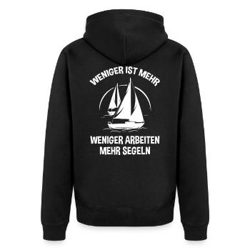 Kapitän Weniger Arbeiten Ist Mehr Segeln Boot Skip - Unisex Premium Bio Zip Hoodie - Schwarz - Hinten - Nico (187cm)