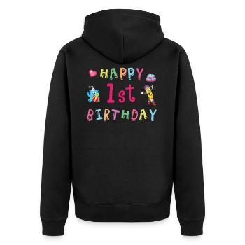 Joyeux anniversaire d’enfant - Veste à capuche bio Premium Unisexe - noir - Dos - Nico (187cm)