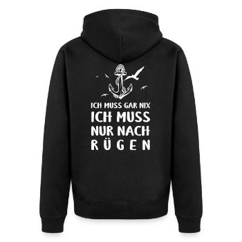 Ostsee Ich Muss Garnix Ich Muss Nur Nach Rügen Ank - Unisex Premium Bio Zip Hoodie - Schwarz - Hinten - Nico (187cm)