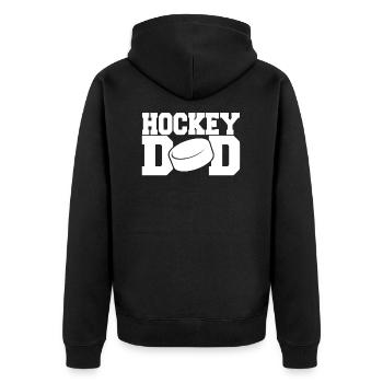 Hockey dad - Unisex Premium Bio Zip Hoodie - Schwarz - Hinten - Nico (187cm)