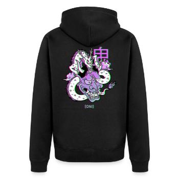Oni Hannya Vaporwave Aesthetic Dragon Japan démon - Veste à capuche bio Premium Unisexe - noir - Dos - Nico (187cm)