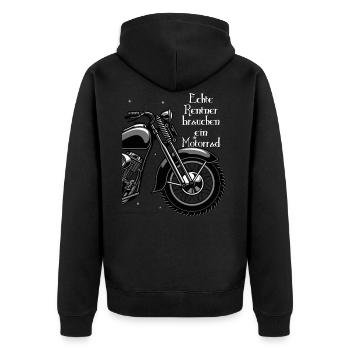 Real renter riding motorcycle saying - Unisex Premium Organic Zip Hoodie - black - Back - Nico (187cm)